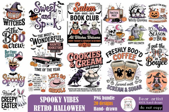 Download Spooky Vibes, Retro Halloween PNG Bundle - Bundle Collection