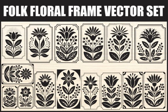 Download Folk Floral Frame Vector Set - Floral Collection