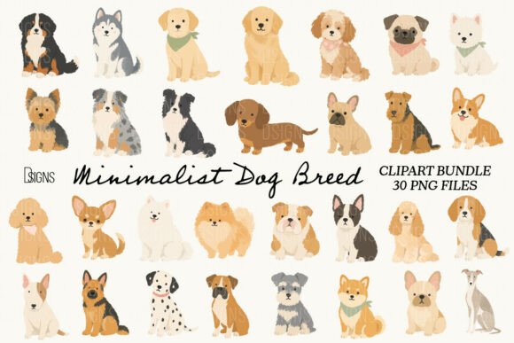 Download Minimalist Cute Dog Breed Clipart Bundle - Bundle Collection