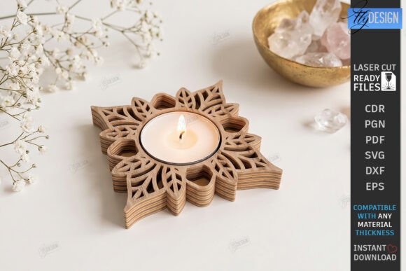 Download Lotus Flower Tealight Candle Holder CNC - Premium Resources