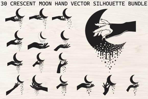 Download Crescent Moon Hand Silhouette Bundle - Bundle Collection