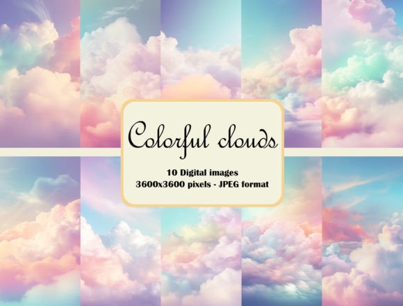 Download Colorful Clouds Digital Paper Bundle - Bundle Collection