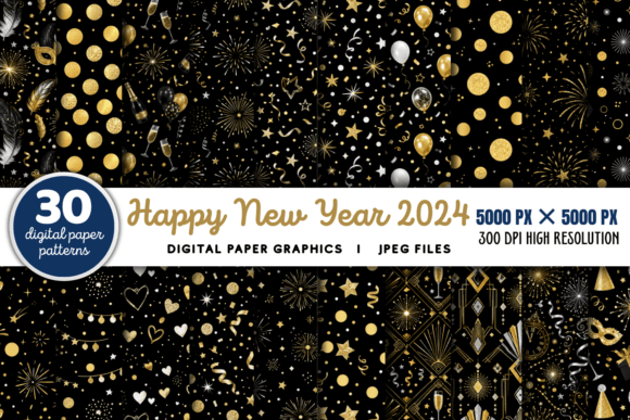Download Happy New Year 2024 Pattern Bundle - Bundle Collection