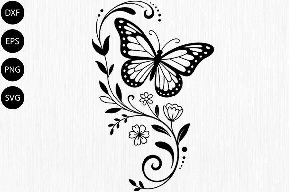 Download Butterfly with Floral SVG,Butterfly SVG - Floral Collection