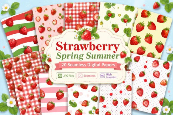 Download Strawberry Pattern Spring Summer Bundle - Bundle Collection