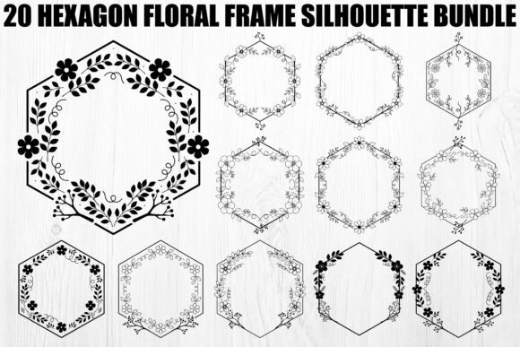 Download Hexagon Floral Frame Silhouette Bundle - Bundle Collection