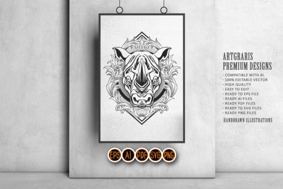 Download Rhino Ornament  Floral Frame Silhouette - Floral frame silhouette Collection