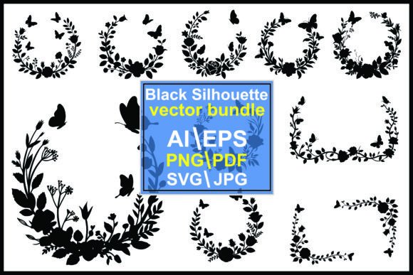 Download Floral and Butterfly Wreath Silhouettes - Floral Collection