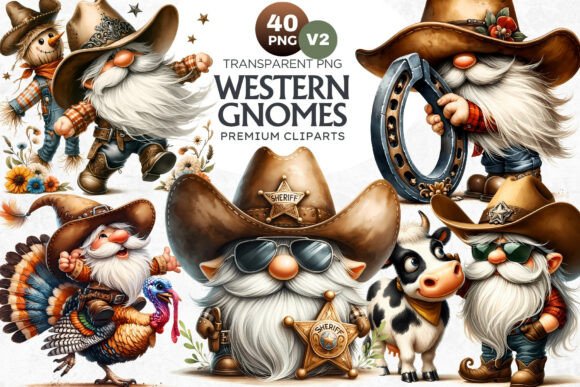 Download 40 Funny Western Gnomes Clipart Bundle - Bundle Collection