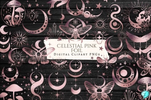 Download Celestial Pink Foil Clipart PNG Bundle - Bundle Collection