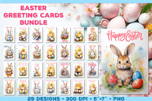 Download Watercolor Easter Greeting Cards Bundle - Bundle Collection