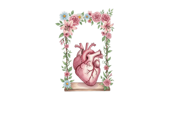 Download Human Heart with Floral Nature Frame - Floral Collection