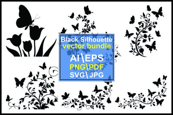 Download Silhouettes Floral Butterfly Patterns - Floral Collection