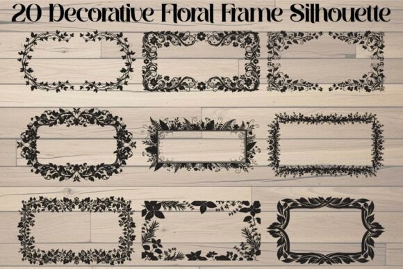 Download 20 Decorative Floral Frame Silhouette - Floral frame silhouette Collection