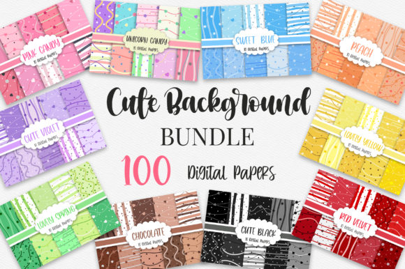 Download Bundle Cute Background Digital Papers - Bundle Collection
