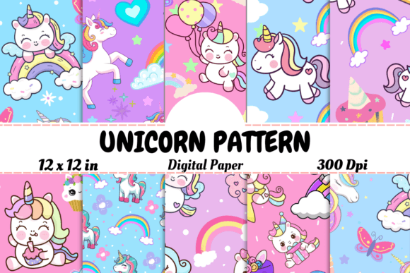 Download UNICORN SEAMLESS PATTERN - DIGITAL PAPER - Unicorn Collection