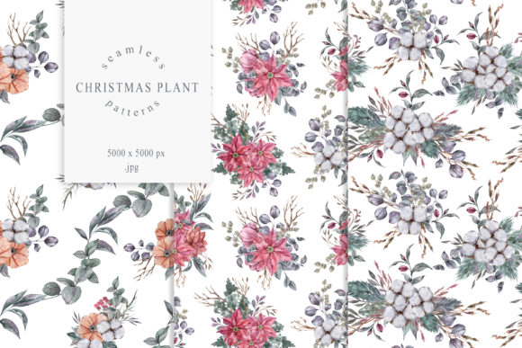 Download Christmas Floral Seamless Patterns - Floral Collection