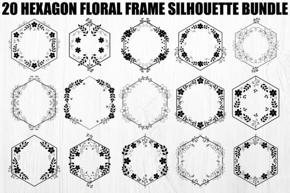 Download Hexagon Floral Frame Silhouette Bundle - Bundle Collection