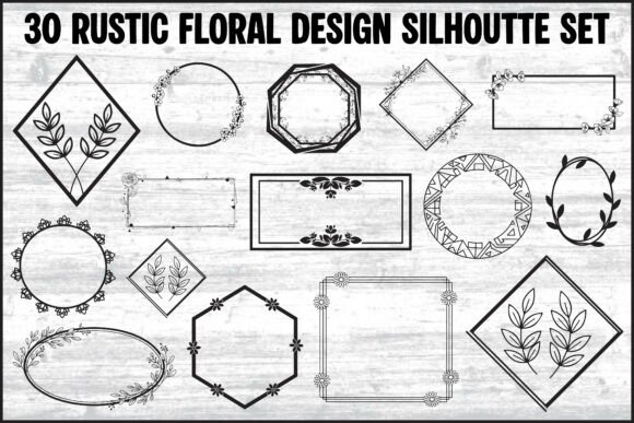 Download 30 Rustic Floral Frame Silhouette Bundle - Premium Bundle