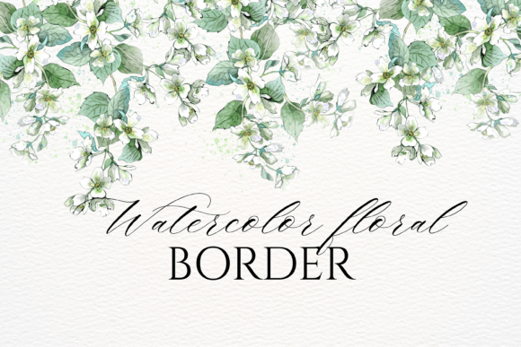 Download Watercolor Jasmine Floral Border PNG - Floral Collection