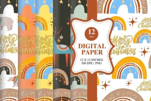Download Boho Christmas Digital Paper Bundle Pack - Bundle Collection
