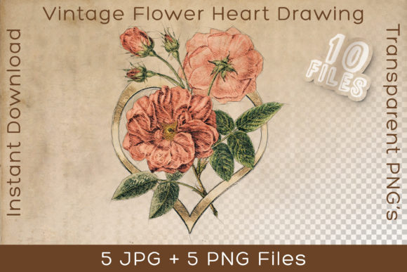 Download Flower Heart Vintage Floral Art Drawing - Floral Collection