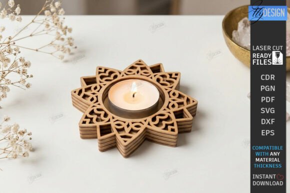 Download Lotus Flower Tealight Candle Holder CNC - Premium Resources