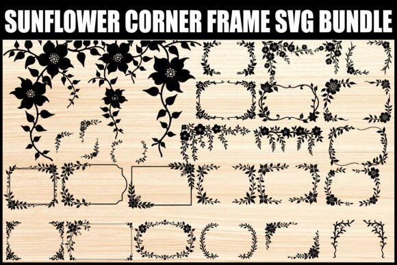 Download Sunflower Floral Corner Frame SVG Bundle - Bundle Collection