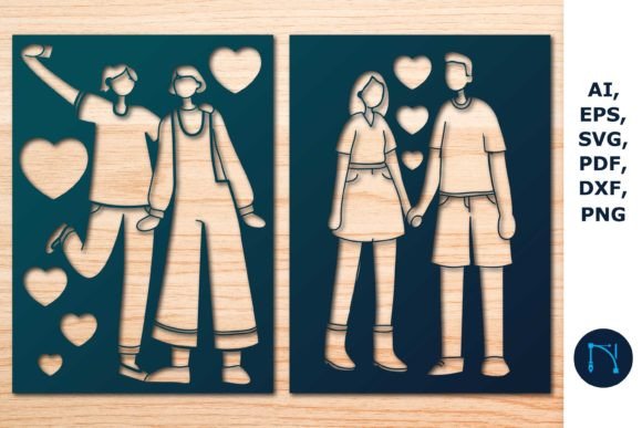 Download Couple Greeting Card Cutting SVG Bundle - Bundle Collection
