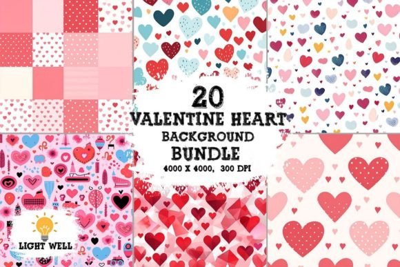 Download Valentine Heart Background Digital Paper Bundle - Bundle Collection
