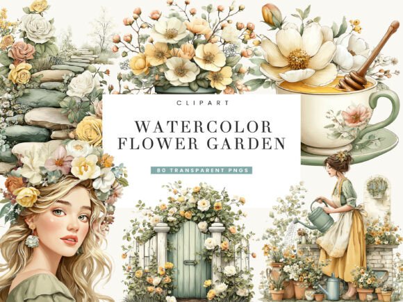 Download Watercolor Flower Garden Clipart Bundle - Bundle Collection