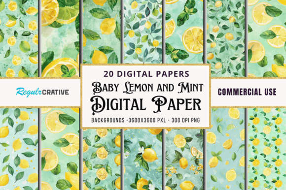 Download Baby Lemon and Mint Digital Paper Bundle - Bundle Collection