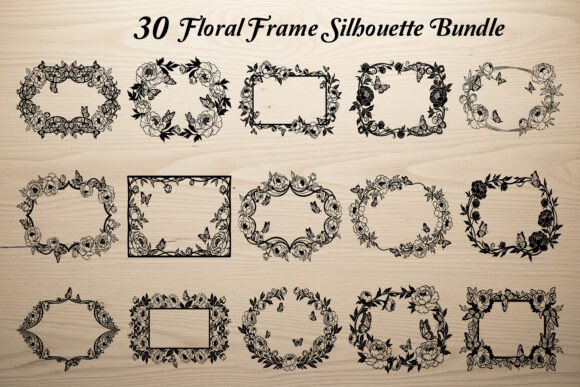 Download 30 Floral Frame Silhouette Bundle - Bundle Collection