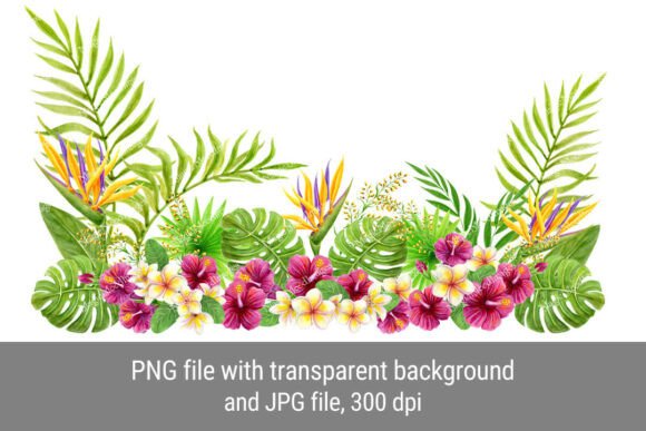 Download Watercolor Tropical Floral Border PNG - Floral Collection