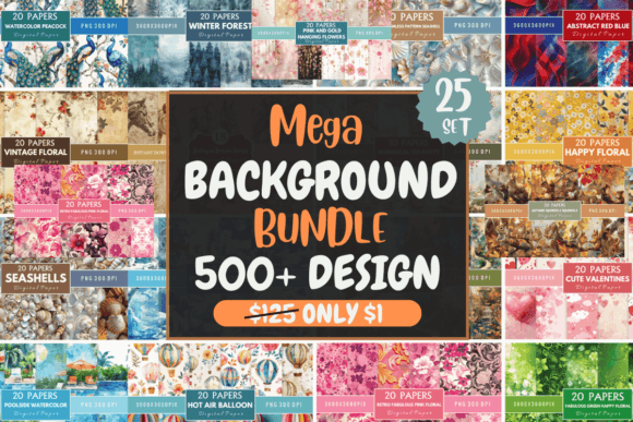 Download Mega Background Digital Paper Bundle - Bundle Collection