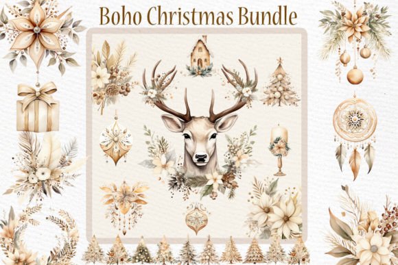 Download Boho Christmas Clipart Bundle Cozy - Bundle Collection