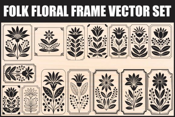 Download Folk Floral Frame Vector Set - Floral Collection
