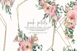 Download Watercolor Pink / Gold Floral Frame Set - Floral Collection