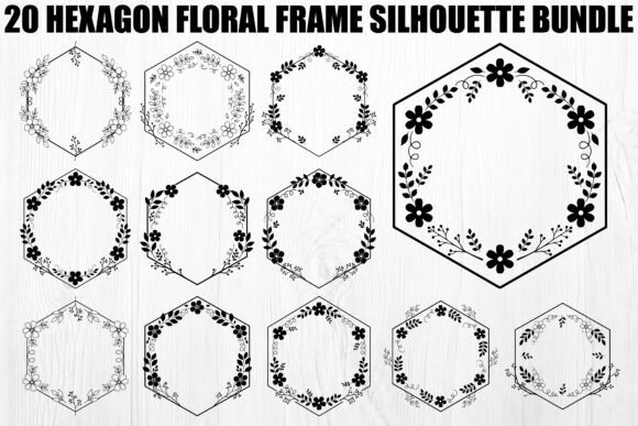 Download Hexagon Floral Frame Silhouette Bundle - Bundle Collection