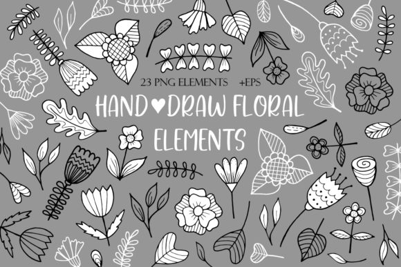 Download Hand-draw Floral Elements Doodle Flowers - Floral Collection