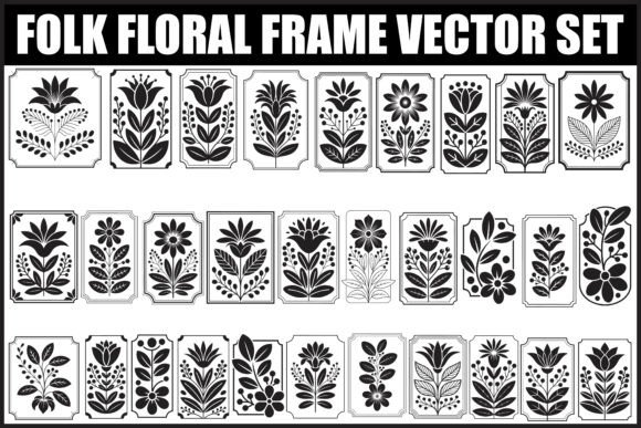 Download Folk Floral Frame Vector Set - Floral Collection