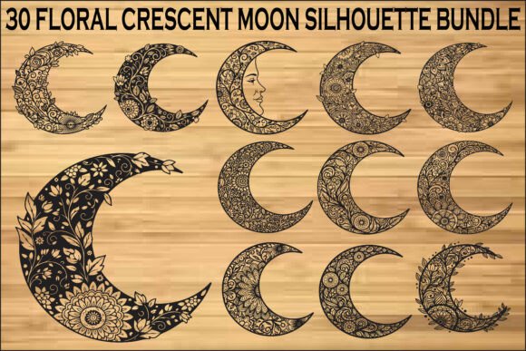 Download Floral Crescent Moon SVG Bundle - Bundle Collection
