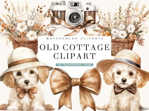 Download Watercolor Old Cottage Clipart Bundle - Bundle Collection