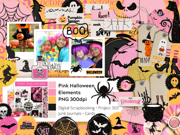 Download Pink Halloween Scrapbook Elements - Halloween scrapbook Collection