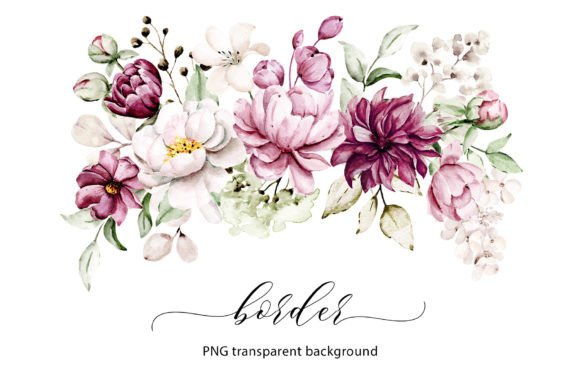 Download Watercolor Flowers, Floral Border, PNG. - Floral Collection