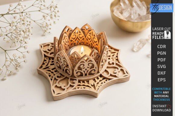 Download Lotus Tealight Candle Holder Laser Cut - Candle Collection