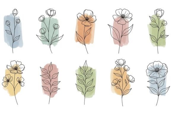 Download Minimal Pastel Floral Illustration Set - Floral Collection