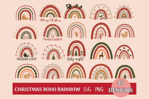 Download Christmas Boho Rainbow SVG Bundle - Bundle Collection