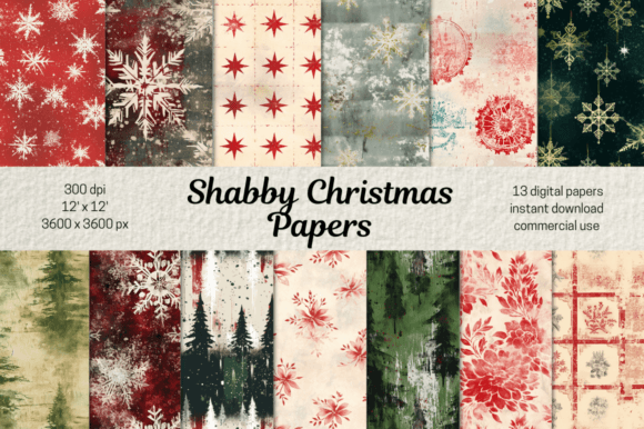 Download Vintage Christmas Scrapbook Paper Bundle - Bundle Collection