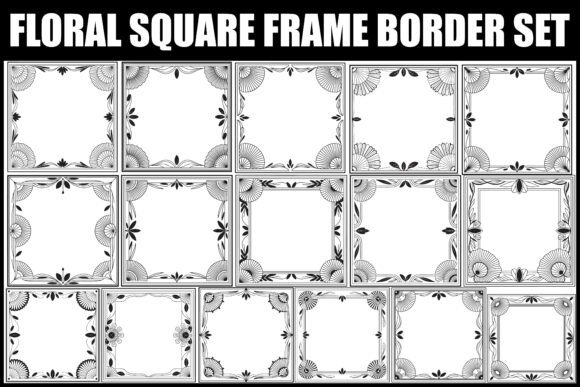 Download Floral Square Frame Border Set - Floral Collection
